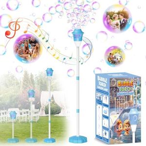 PANACARE Macchina Automatica per Bolle per Bambini Macchina per Bolle da Giardino Verticale con Luce/Musica/Soluzione/Soffia Bolle Giocattolo Estivo All'Aperto Adatto per Matrimoni/Feste