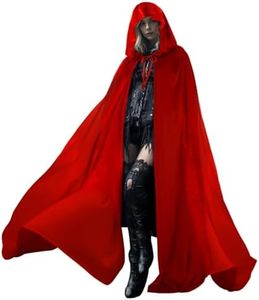 JEGERMIG Women‘s Full Length Witch Cloak Character Velvet Cape Fancy Cosplay Costume Red