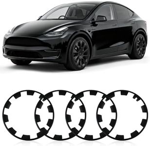 Wheel Rim Protect for Tesla Model Y 20" (2020-2024), Easy-Install Hubcaps Wheel Cover, Scratch-Resistant Car Tire Trim Rings, Stylish Design for Induction Wheels, Matte Black 4Pcs Model Y Accessories