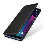 StilGut Case Compatible with HTC U11+ (Plus) Leather Book Type Flip Cover, Folio Case, Black