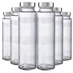 Brezzycloud Set of 6 Glass Bottle for Milk | Juice | Water | Shakes & All Types Of Liquid With Airtight Leak Proof Steel Cap | Glass Bottles | Fridge Storage Glass Bottle 750ML