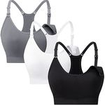 Suekaphin 3 Pack Sports Nursing Bra Full Cup for Breastfeeding,Maternity Wirefree Nursing Sports Yoga Bra,Sort NC,Medium