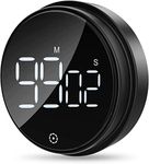 AMIR Digital Kitchen Timer, Timer for Kids, Digital Timer Battery Powered with Large LED Display, Adjustable Volume, Magnetic Timer for Cooking, Studying, Office, Black (Battery not Included)