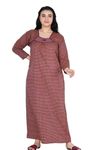 Women's Heavy Woolen Winter wear Long Sleeve Maxi Nighty Night Gown (XXL, Red)