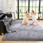 Noahas Fluffy Bedroom Rug Living Room, Plush Fuzzy Kids Room Rugs Soft Shaggy Floor Carpet Modern Furry Rug for Boys Girls Cute Nursery Rug Bedroom Decor, 3 x 5 Feets, Grey