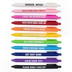 FAMALL Swear Word Funny Pens, 11pcs Funny Ballpoint Pens Different Swear Word Set, Swear Word Daily Pen Set, Weekday Vibes Glitter Pen of the Week Funny Office Gifts （Bolded font）