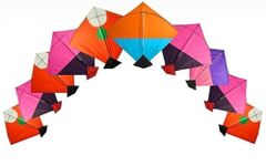 KITEMANTA Premium Paper Kites for Decoration & Flying Assorted Colours, Decorative Fighter Kite Set, 42 x 42 cm,Large Multi-Colour Pack of 10, Traditional Design with Bamboo Frame(DAGGA)