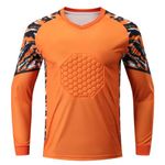 Hedmy Kids Boys Protective Sponge Padded Football Goalkeeper Jersey Shirts Basketball Game Training Top Orange 11-12 Years