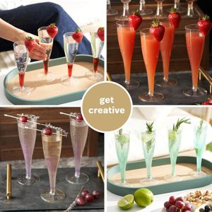 MATANA Plastic Champagne Flutes, 120-Pack – Disposable Party Glasses