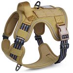 rabbitgoo Dog Harness Large Dog No Pull, Tactical Adjustable Pet Harness with Molle Panel, Breathable Military Vest Harness, Reflective Dogs Vest Easy Control Handle for Walking Training, L, Brown