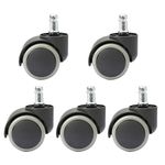 Chair Castors Heavy Duty Chair Wheels heedpeiur 5 Pcs Rubber Castors for Furniture, Office Chair Wheels for Desk Chair Rotate 360 Degrees Chair Casters Replacement Hard Floor Castors for Office Chair