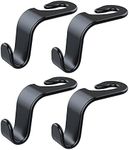 Wislter 4 Pack Car Seat Headrest Hook Car Purse Hook for All Vehicle Car Handbag Clothes Coats Grocery Bags, Black