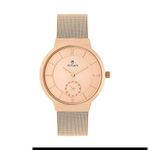 Titan Quartz Analog Rose Gold Dial Stainless Steel Strap Watch for Women-NS95033WM01