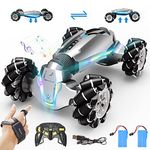 ?? Loozix 1:10 Scale Rc Stunt Crawler,4Wd Remote Control Gesture Sensor Transform Cars,Double Sided Off Road Vehicle 360 Flips With Lights Music,All Terrains Electric Truck For Boys Kids - Multicolor