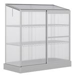 Outsunny 3 Tier Greenhouse Garden for Plant and Flower Growth, Outdoor Cold Frame, Transparent Polycarbonate Board, Openable Roof and Sliding Door w/ Foundation, 131L x 58W x 140H cm