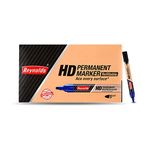 Reynolds HD PM 10CT BOX - BLUE | For Office and Students | Leak Proof Chisel Point Marker Pens with Unique Tip Stopper System | Multicolour