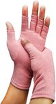 VITTO Anti-Arthritis Gloves Women & Men - Compression Gloves for Arthritis Pain Relief, Carpal Tunnel, Injuries - Fingerless Gloves for Women & Fingerless Gloves for Men (Medium, Pink)