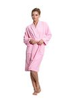 Turkuoise Women's Terry Cloth Robe Turkish Cotton Terry Kimono Collar (XX-Large, Pink)