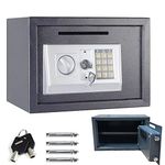 Digital Steel Safe Electronic Security Office Home Money Cash Safety Box, Top Digital Safe Box Large 2 Compartments with 2 Override Keys,Full-digit Keypad and 4 Installing Bolts 16L (35x25x25cm, Grey)