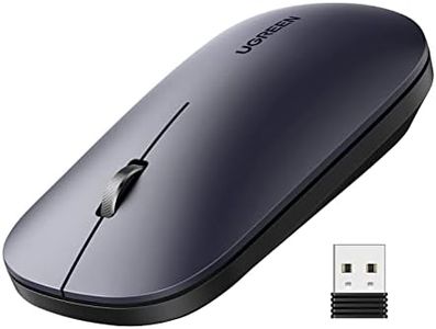 UGREEN Wireless Mouse, 2.4G Slim Silent Computer Mouse with 4000 DPI, USB Cordless Mouse with 18-Month Battery Life, Small Flat Portable Optical Mice for Laptop, Computer, Chromebook, MacBook - Black