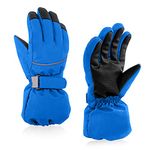 Kids Winter Glove Boys Girls Snow Ski Waterproof Gloves for Teens Fleece Lining Warm Mittens Outdoor (Blue, 7-11T)