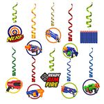 The Blu Party? Party Nerf Gun Theme Personalized Birthday Swirls/Hanging for Nerf Gun Birthday Decorations