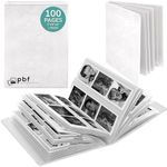 pbf Photo Booth Album | 2x6 Photo Album w/Picture Sleeves | 2x6 Strips Memory Book | Photo Strip Album | Wedding Photo Album for Photo Booth Pictures | 100 Pages, Holds 200 Photos (White, 1-Pack)