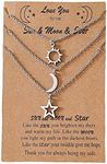 COLORFUL BLING Stainless Steel Sun and Moon Star Necklace 3 Best Friend Friendship Sister Set for Women Mom Daughter BFF Jewelry Gifts, Metal, alloy