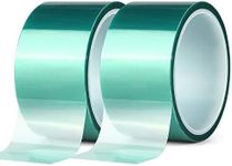 2 Roll Polyester High Temperature Masking Tape, PET Tape with Silicone Adhesive, Ideal for Painting, Powder Coating, Anodizing, Circuit Boards(Green，2 inches X 82 Feet