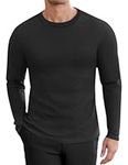 Ekouaer Men's Waffle Long Sleeve Shirts Crewneck Thermal Tops Lightweight Pullover Sweater Basic Tees S-XXL