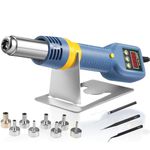 TLBZK Hot Air Rework Station, 8018 Portable SMD Solder Station Heat Gun Digital Temperature Display with Nozzles Tweezers, °C/°F Conversion