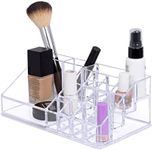 Internet’s Best Acrylic Cosmetic Makeup Organizer - Medium Display with Multi Compartments for Lipstick, Bottles, Brushes & Jewelry - Clear Display Rack Holder
