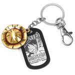 Weeb Keychains One Piece Keychain with Gift Box, One Piece Anime Merch with Wanted Poster, Jolly Roger & Straw Hat Charms, Keychain Accessories for Bag, Wallet, Car Key | Monkey D Luffy