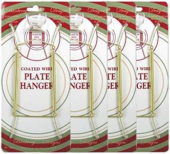 Big Brass Vinyl Coated Plate Hanger 14 to 20 Inch - Set of 4 Pcs - Clear Vinyl Protective Sleeves - Hook and Nail Included
