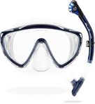 CRESSI Tino & Scilla – Snorkelling Combo Set with Tino Mask and Scilla Snorkel, One Size, Adults, Clear/Blue Navy