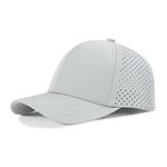 VOBOOM Men Quick Dry Baseball Cap Laser Cut Mesh Ball Cap Curved Brim Snapback Hat, Grey, One Size