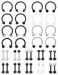 VCMART 16g Lip Rings Stainless Steel Horseshoe Labret Stud Monroe Lip Rings Nail Tragus Helix Earrings Studs Ring Medusa Piercing Jewelry 8mm 36PCS