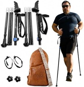 York Nordic Motivator Super Duty Swift Connect Travel Poles for Big & Tall, Balance and Rehab - Heavy Duty Poles with XL Motivator Stability Grips - for Heights 4' to 7' and for Weights up to 300lbs