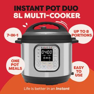 Instant Pot Duo 8L Electric Pressure Cooker – Multi-Use, Stainless Steel