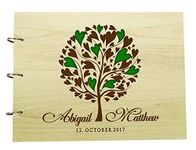 Personalised Tree Design Wood Engraved Advice Book Handmade Bride & Groom Wedding Guestbook