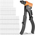 Rivet Gun, Towallmark Pop Rivet Gun Kit with 200pcs Rivets, 4-in-1 Heavy Duty River Gun Tool/Rivet Gun Kit, 3/32 inch, 1/8 inch, 5/32 inch, 3/16 inch 4 Replaceable Nozzle for Metal, Plastic, Leather