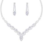 Yolev Bridal Wedding Jewelry Sets Bride Rhinestone Necklace Earrings Set Prom Jewelry Set Party Jewelry Set for Women and Girls