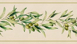 Grace & Gardenia Living Garden Peel and Stick Wallpaper Border 15ft (Beige Green, 8 inch)
