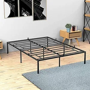 ELETHEBIA Metal Platform Bed Frame with Sturdy Steel Bed Slats,Mattress Foundation No Box Spring Needed Large Storage Space Easy to Assemble Non-Shaking and Non-Noise Black (Full)