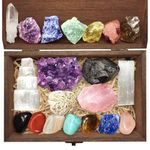 Premium Crystals and Healing Stones Set in Wooden Box Healing Crystals Set for Beginners - Chakra Stones Raw Crystals and Stones Amethyst Cluster Rose Quartz e-Book Healing Crystal Gifts for Women