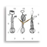 3dRose dpp_61884_1 3 Vintage Egg Beaters Wall Clock, 10 by 10-Inch