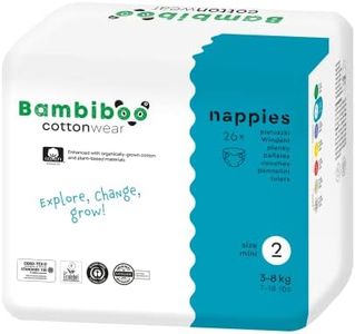 Bambiboo Baby Nappies Size 2 Mini (3-8 kg) - COTTONWEAR - Baby Disposable Nappies with Organic Cotton and Botanicals with Navel Cut-Out - Pack of 26