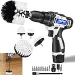 2-in-1 Cordless Drill Set 16.8V, Power Electric Spin Scrubber Cleaning Brush Kit, Battery and Charger, 3/8" Keyless Chuck, 10pcs Drill Bits, 5pcs Drill Brush, 1pc Extended Rod, for DIY/Repair/Cleaning