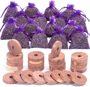 D'vine Dev 46 Cedar Blocks and Lavender Flower Sachets Craft Bag, Drawer Freshener, Linen, Shower Favor, Wedding Gift, Closet, Laundry, Spa and More - by Lavande Sur Terre