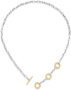 CUFELMU Two Tone Chunky Chain Necklace for Women OT clasp necklace